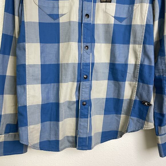 G-Star RAW Shirt Mens XL Blue Gray Plaid Button Up Western Pearl Snap Denim - Picture 4 of 12